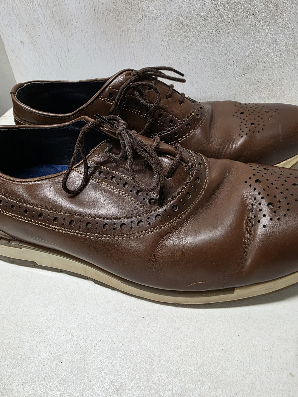 Arturo Calle Men’s Brown Leather Brogue Wingtip Oxford Shoes Size 41